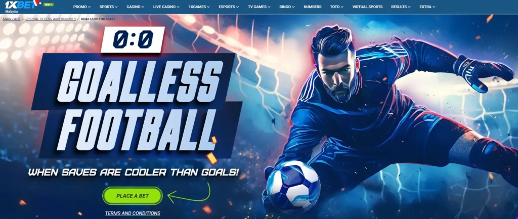 Goalless Football promotion from 1xBet for Malaysian bettors