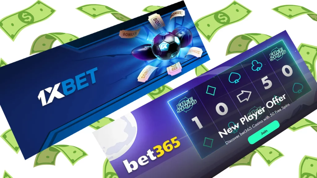 Comparison of welcome bonuses from 1xBet and Bet365 in Malaysia