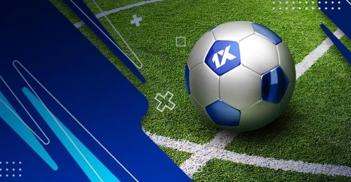 Bet on football matches at 1xBet with soccer ball illustration